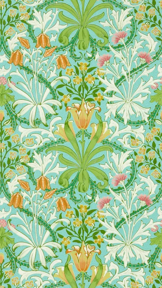Morris & Co - Woodland Weeds Orange/Tur Cornubia Wallpapers