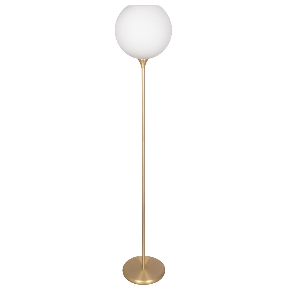 Bowl golvlampa opalglas, Borstad mässing