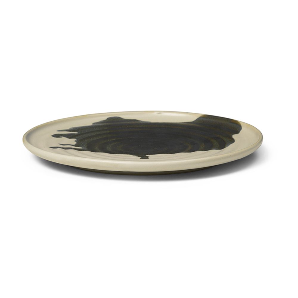 Omhu assiett ⌀21, off white-charcoal