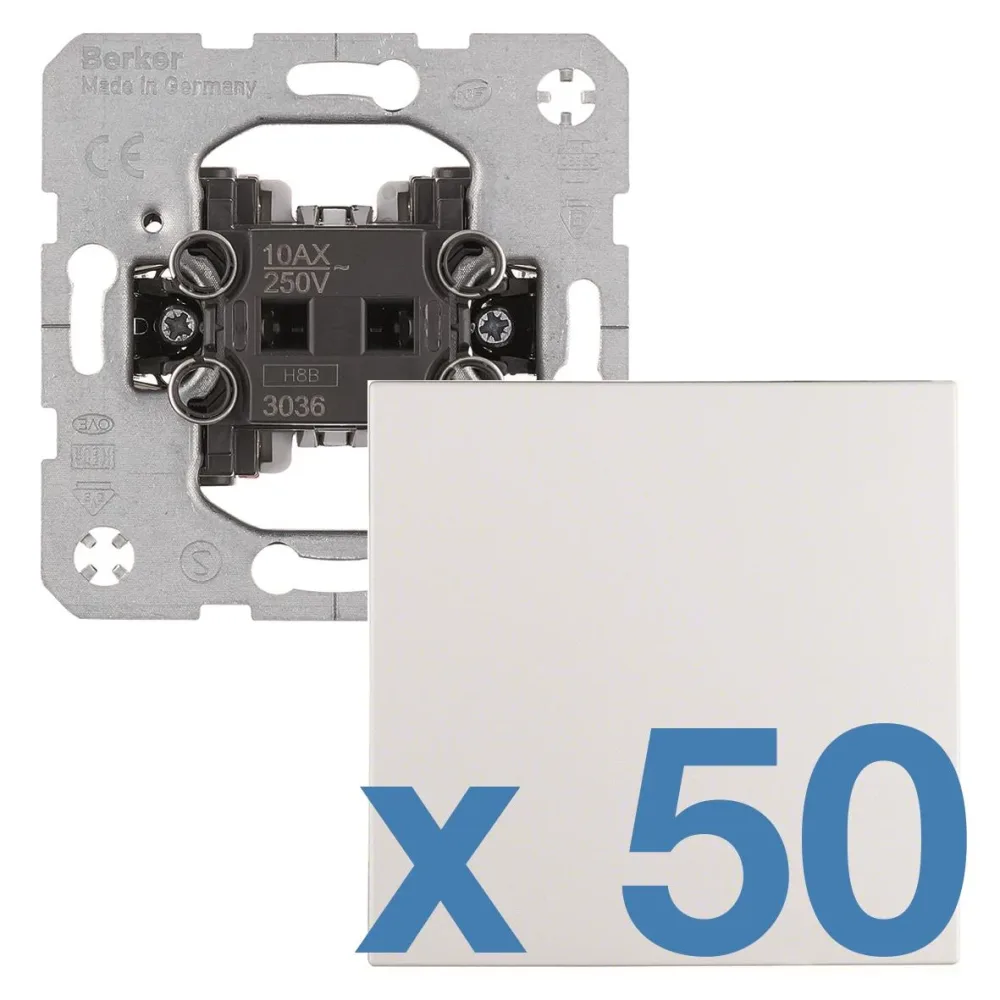 Hager 6802303509 Strömbrytare 50-pack Kron, med ram