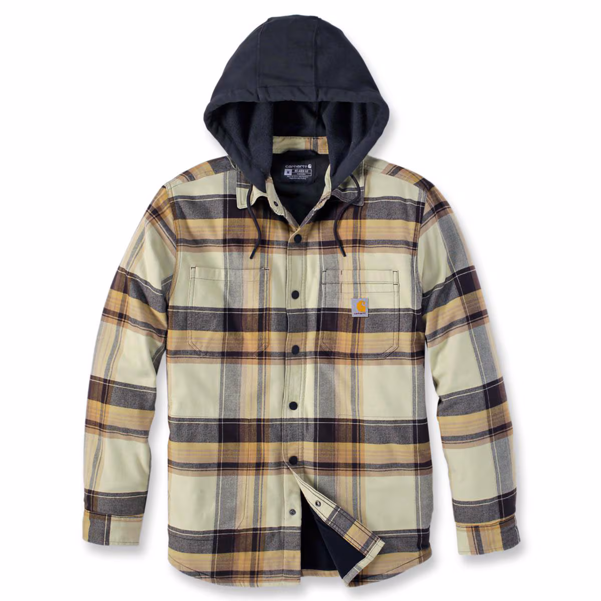 Kjøp Carhartt Fôret flanellskjorte med hette, brun/gul