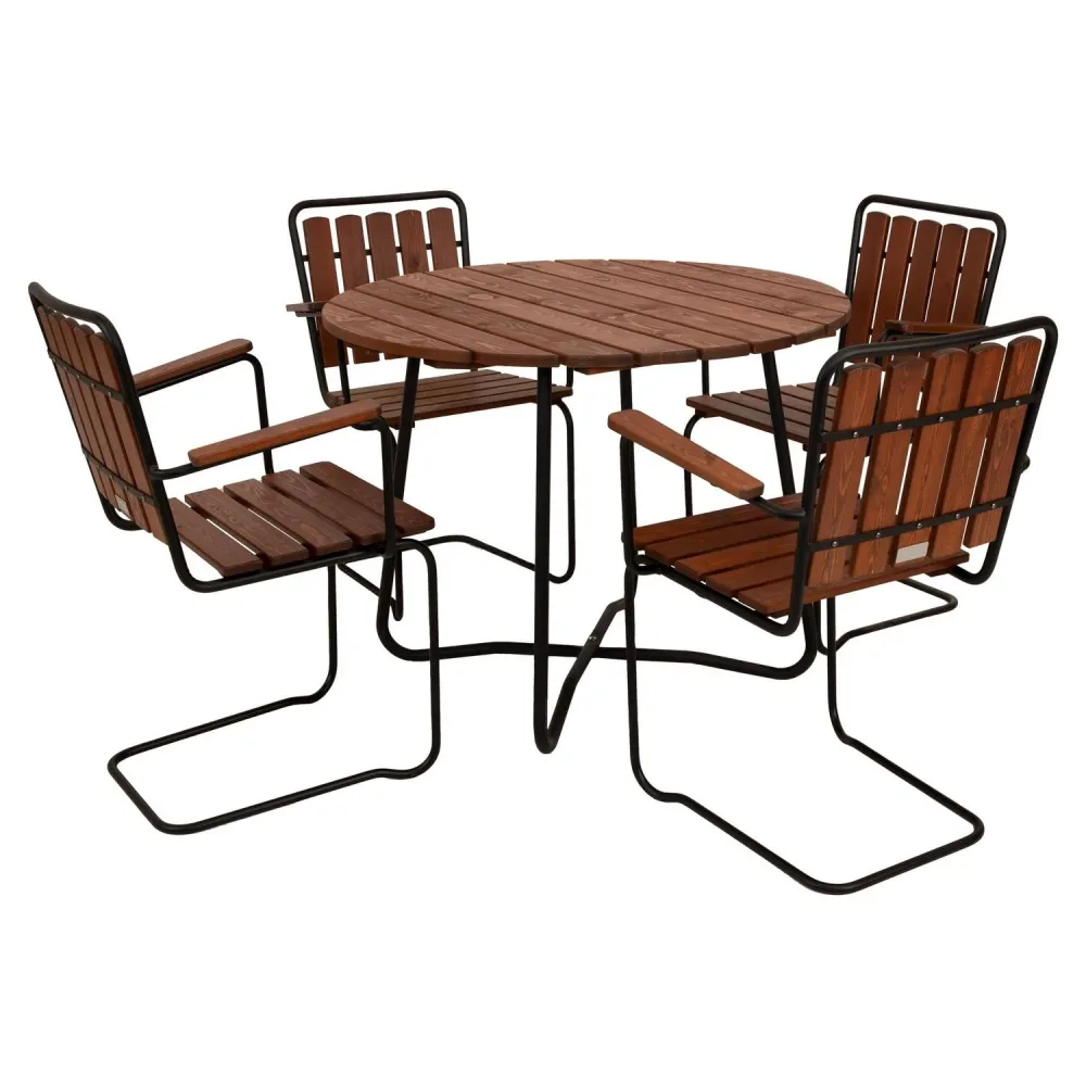 Eden Wood Wilma EW 4073-G68 Matgrupp bord, stolar Ø 120 cm, 5 stolar - Bild 2