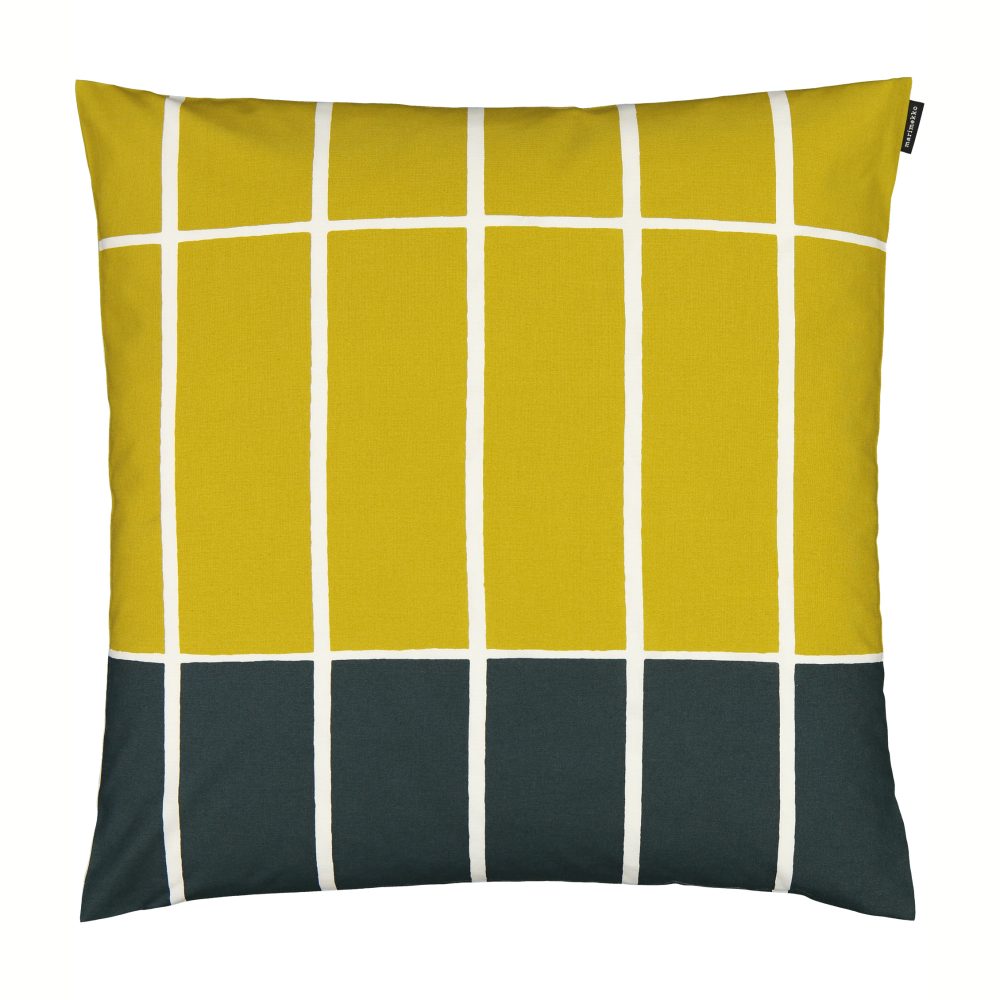 Tiiliskivi kuddfodral 50x50 cm, Gul-mörkgrön