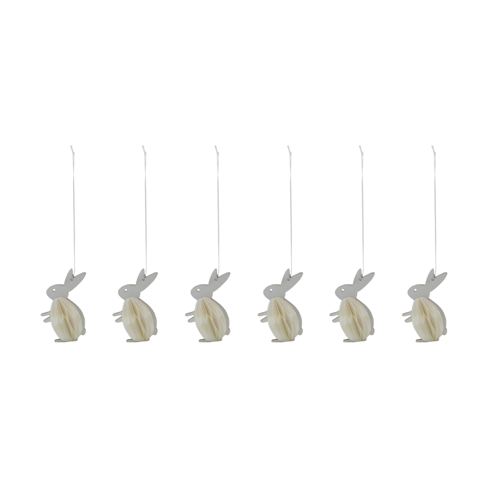 Rabb påskhänge 6-pack, Off-white