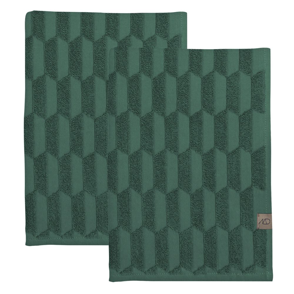 Geo gästhandduk 2-pack, Pine green