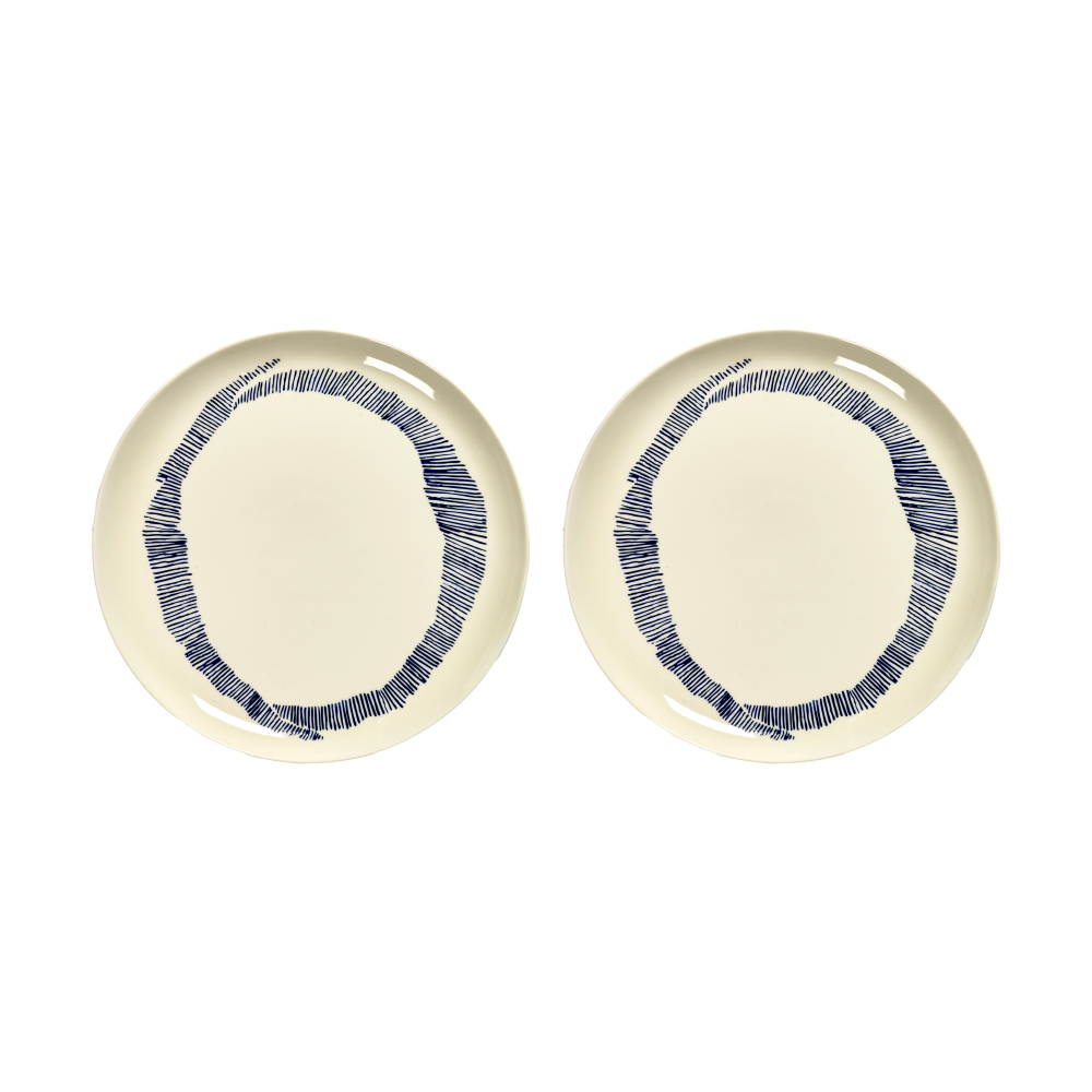 Ottolenghi Feast tallrik L Ø26 cm 2-pack, White stripes-blue