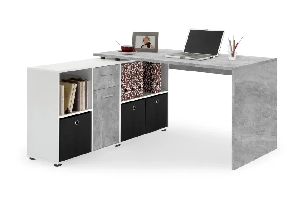Lexo Hörnskrivbord 136 cm med Justerbar Hylla