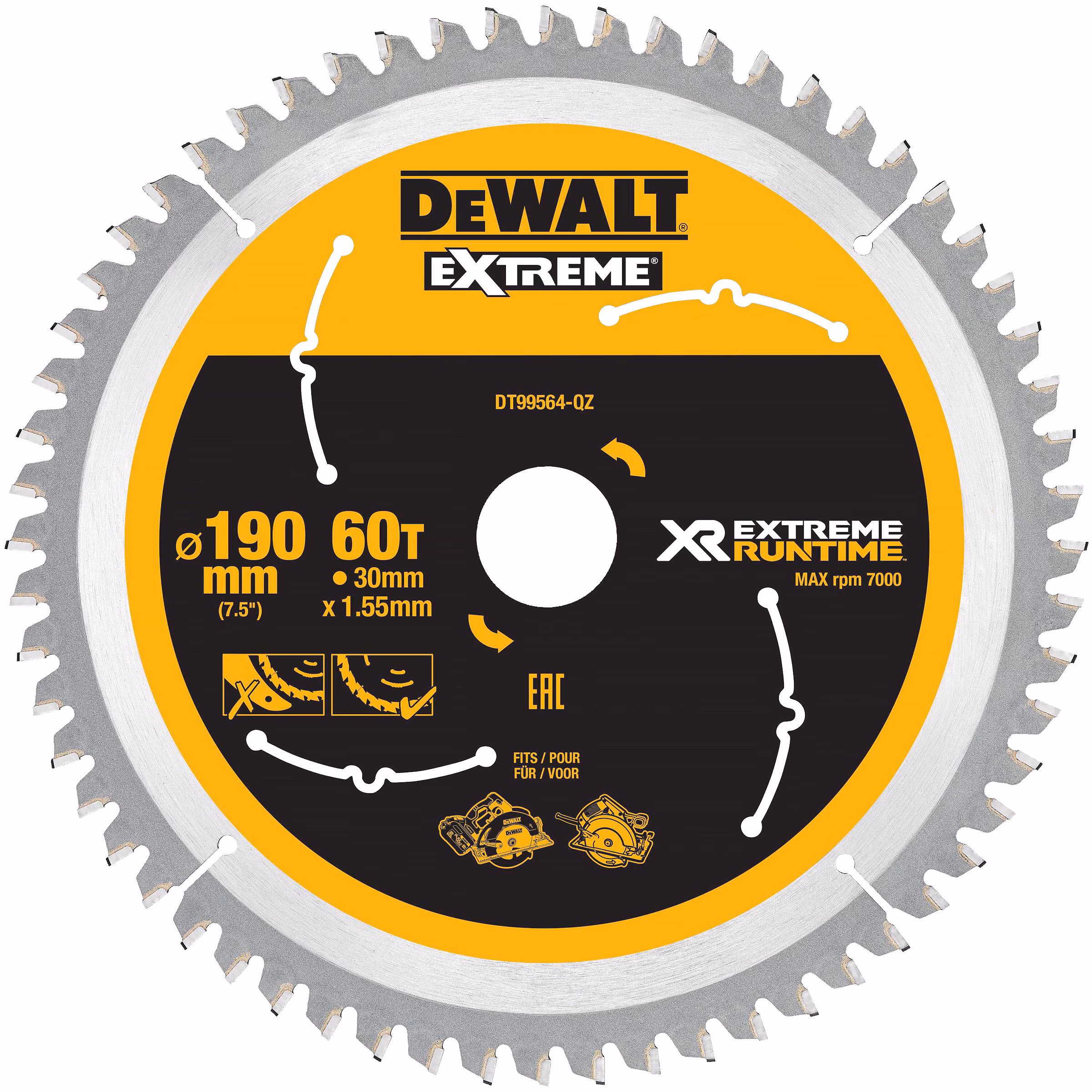 Kjøp Dewalt Sirkelsagblad for tre 190x30 mm, 60T, DT99564