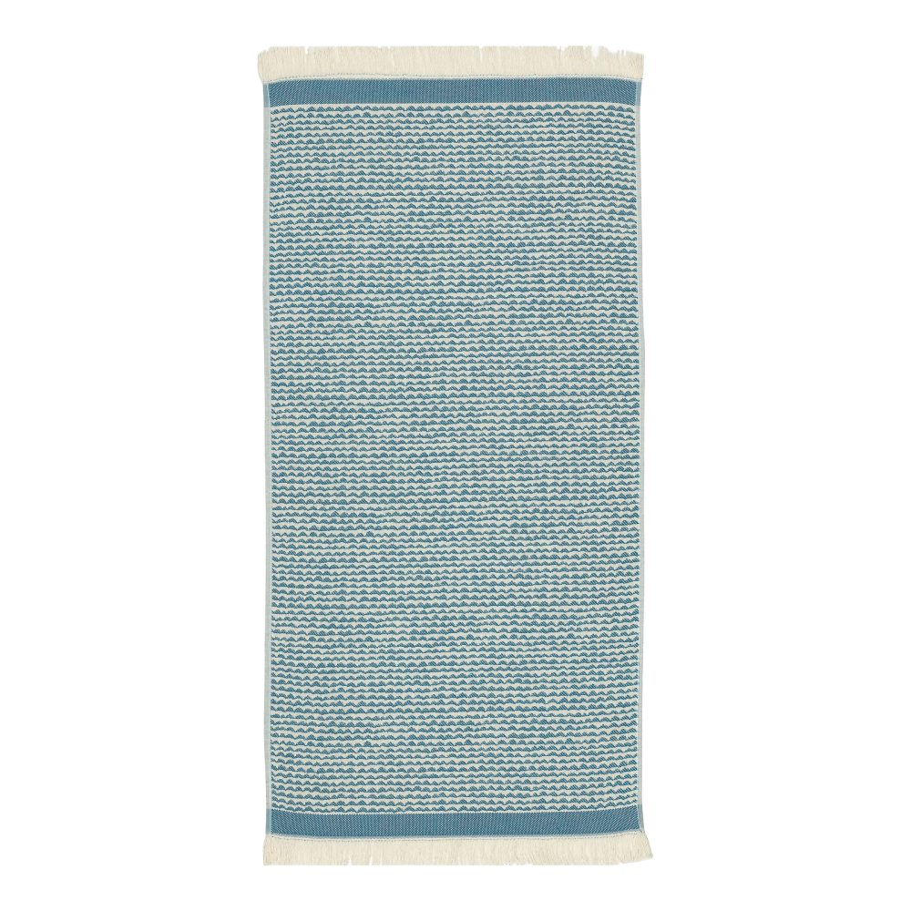 Papajo handduk off white-turkos, 50x100 cm