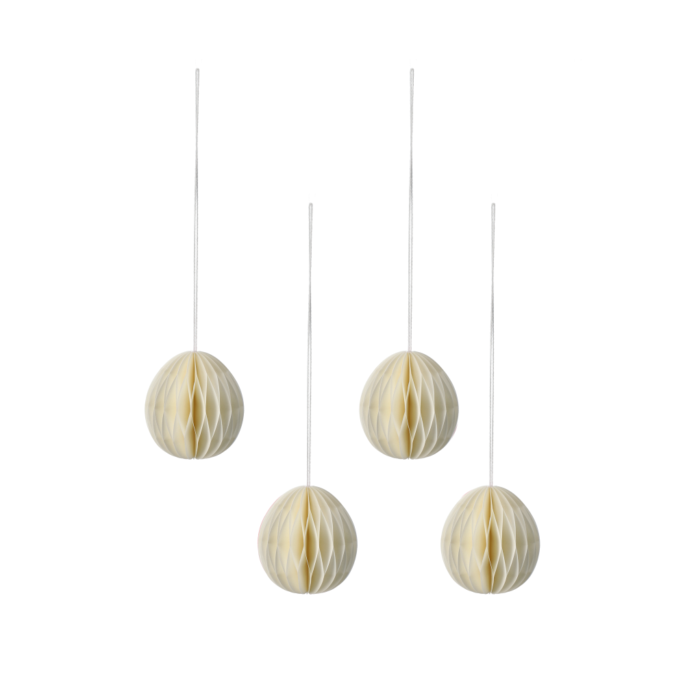 Brooding påskägg papper 8,5 cm 4-pack, Vit