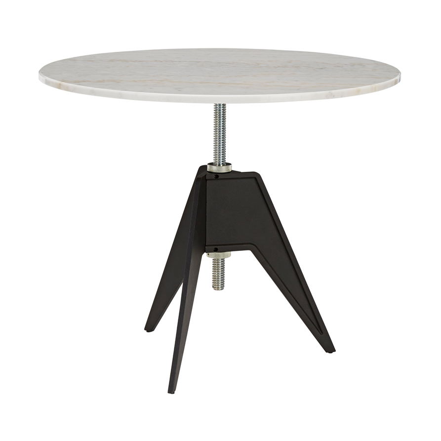 Screw cafébord Ø90 cm, White marble-cast iron