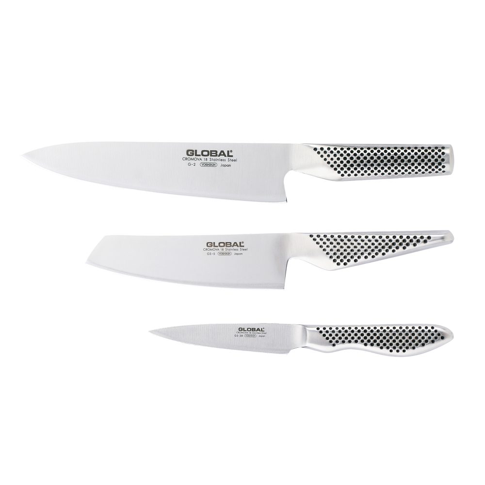 Global G-2538 knivset, 3 knivar, Rostfritt stål