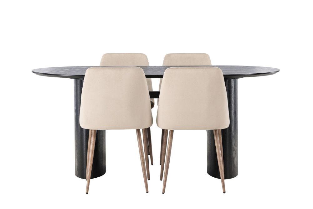 Isolde Matgrupp 180 cm Oval med 4 Night Stolar