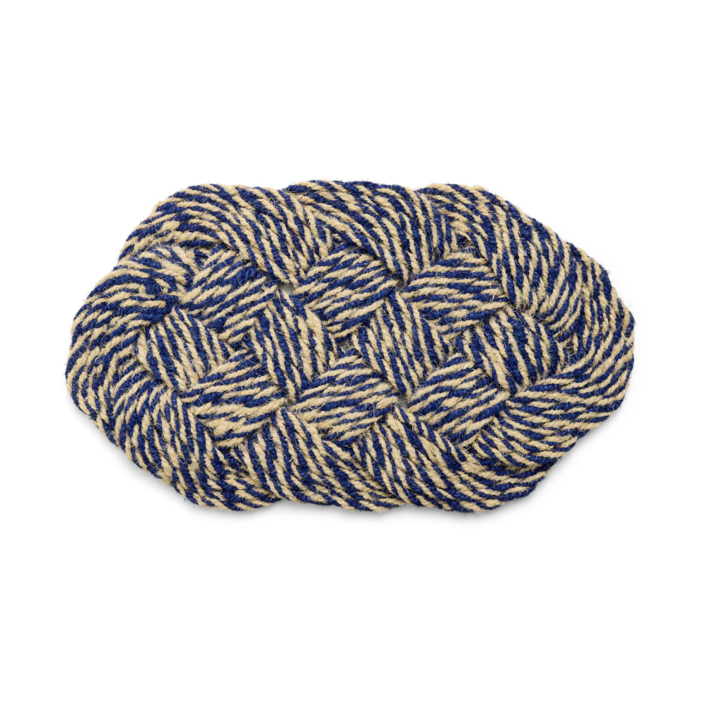 Coco dörrmatta 40x80 cm, Swirl blue-off white