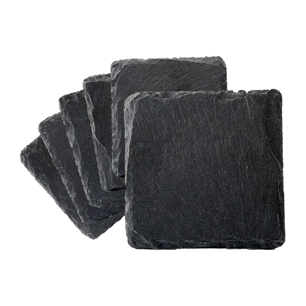 Skiffer glasunderlägg 6-pack, Svart