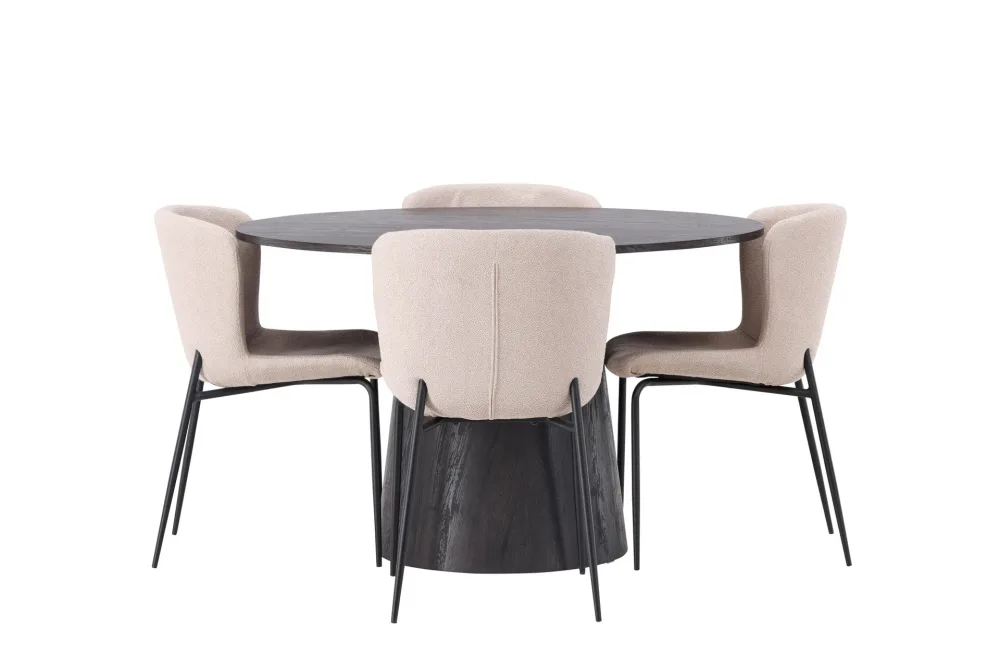 Lanzo Matgrupp 120 cm Rund med 4 Modesto stolar