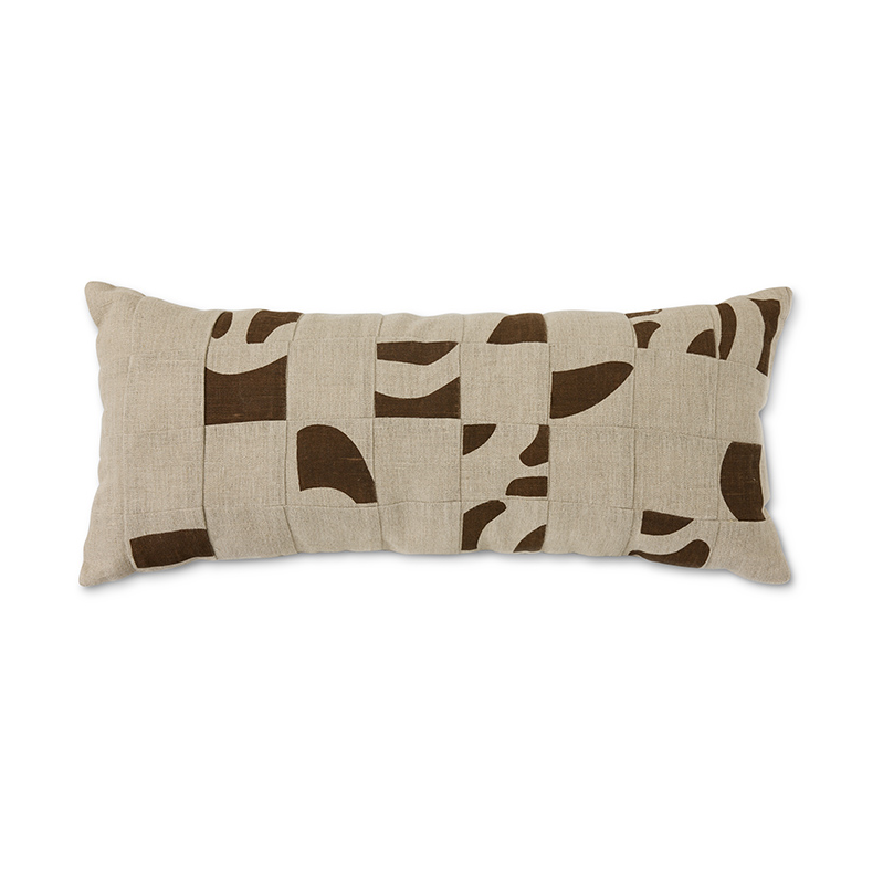 Natural patched kudde 30x70 cm, Beige