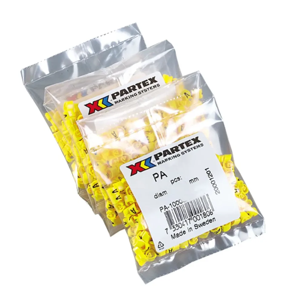 Partex PA1401/E Kabelmärkning bokstäver, Ø2,5-5 mm, 200-pack E