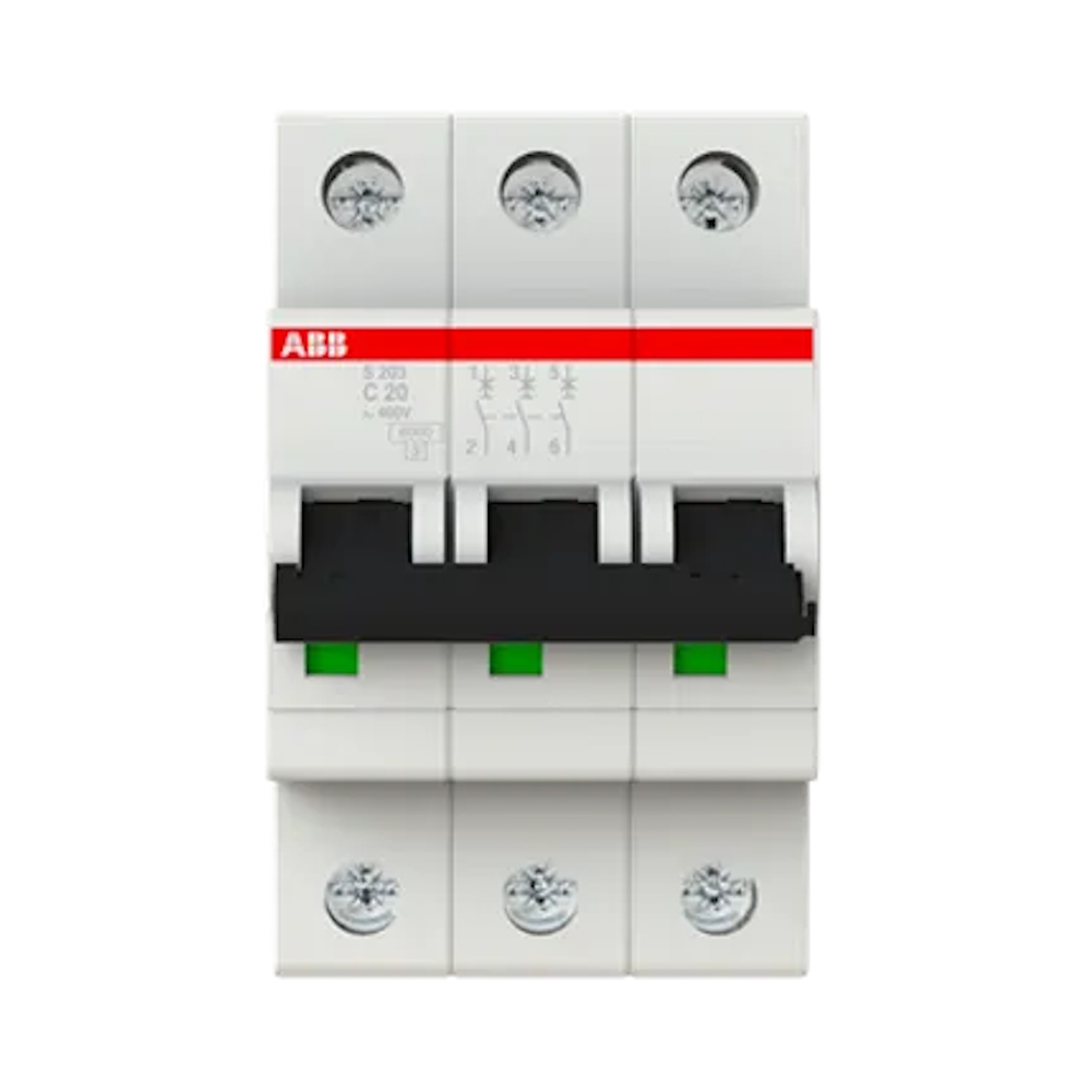 Miniatyrbrytare 3Poler C- Kurva 20A 6kA 400V IP20 ABB