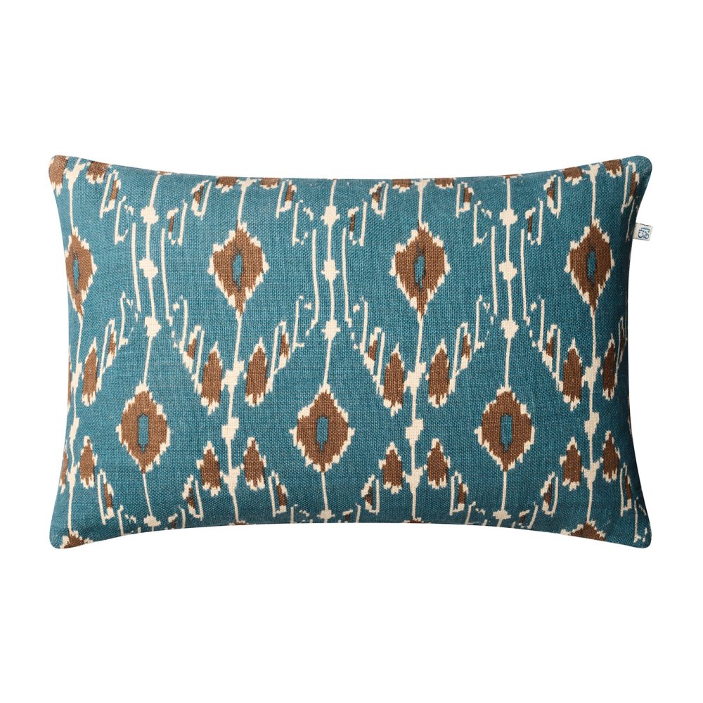 Ikat Goa kuddfodral 60x40 cm, Heaven blue-taupe