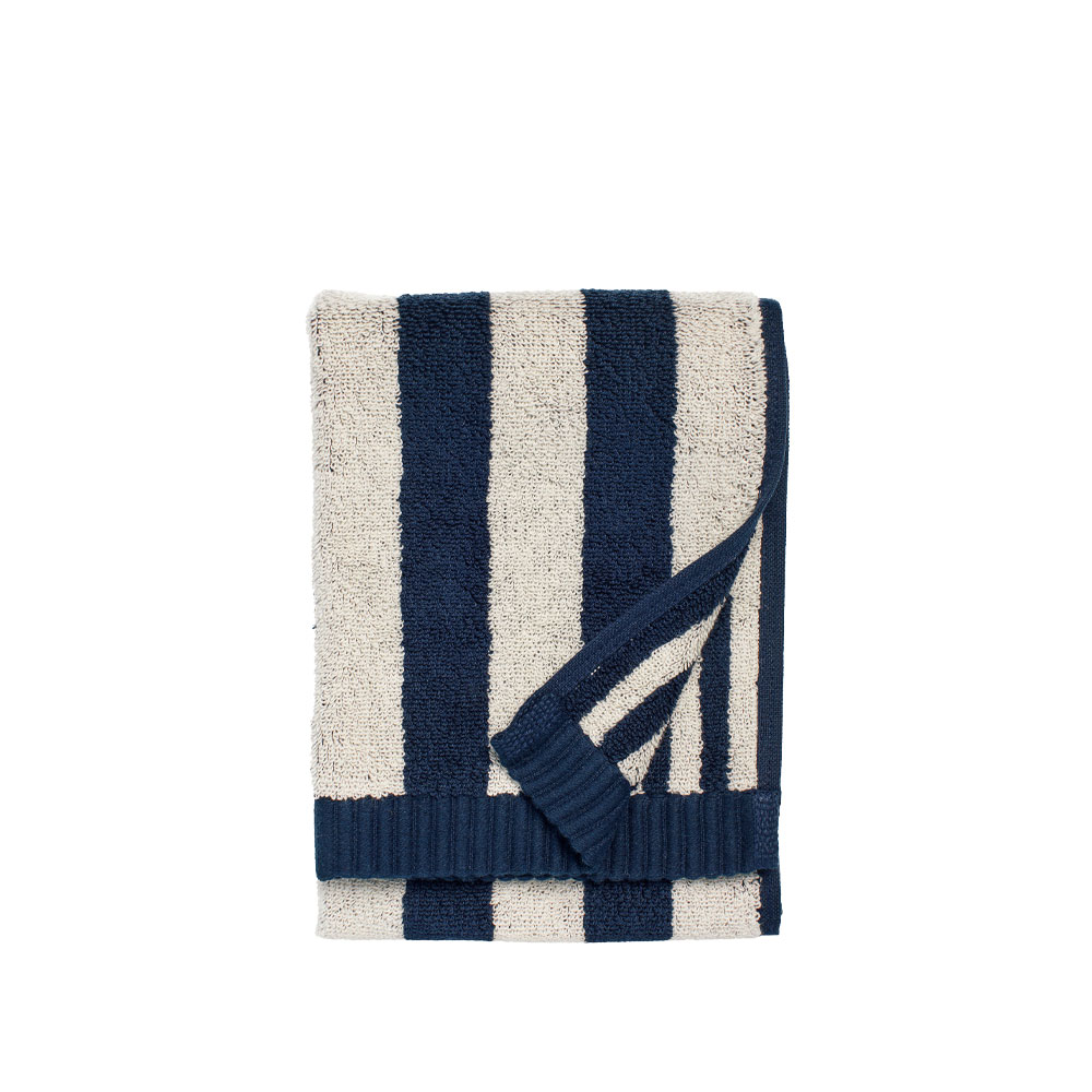 Kaksi Raitaa handduk sand-dark blue, 30x50 cm