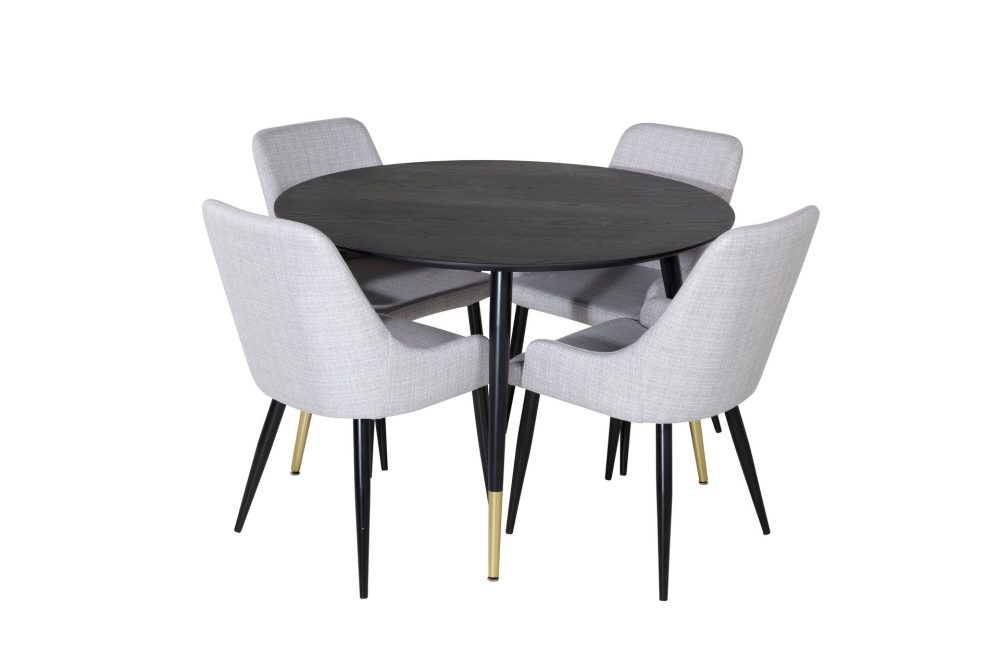 Dipp Matgrupp 115 cm Rund med 4 Plaza stolar