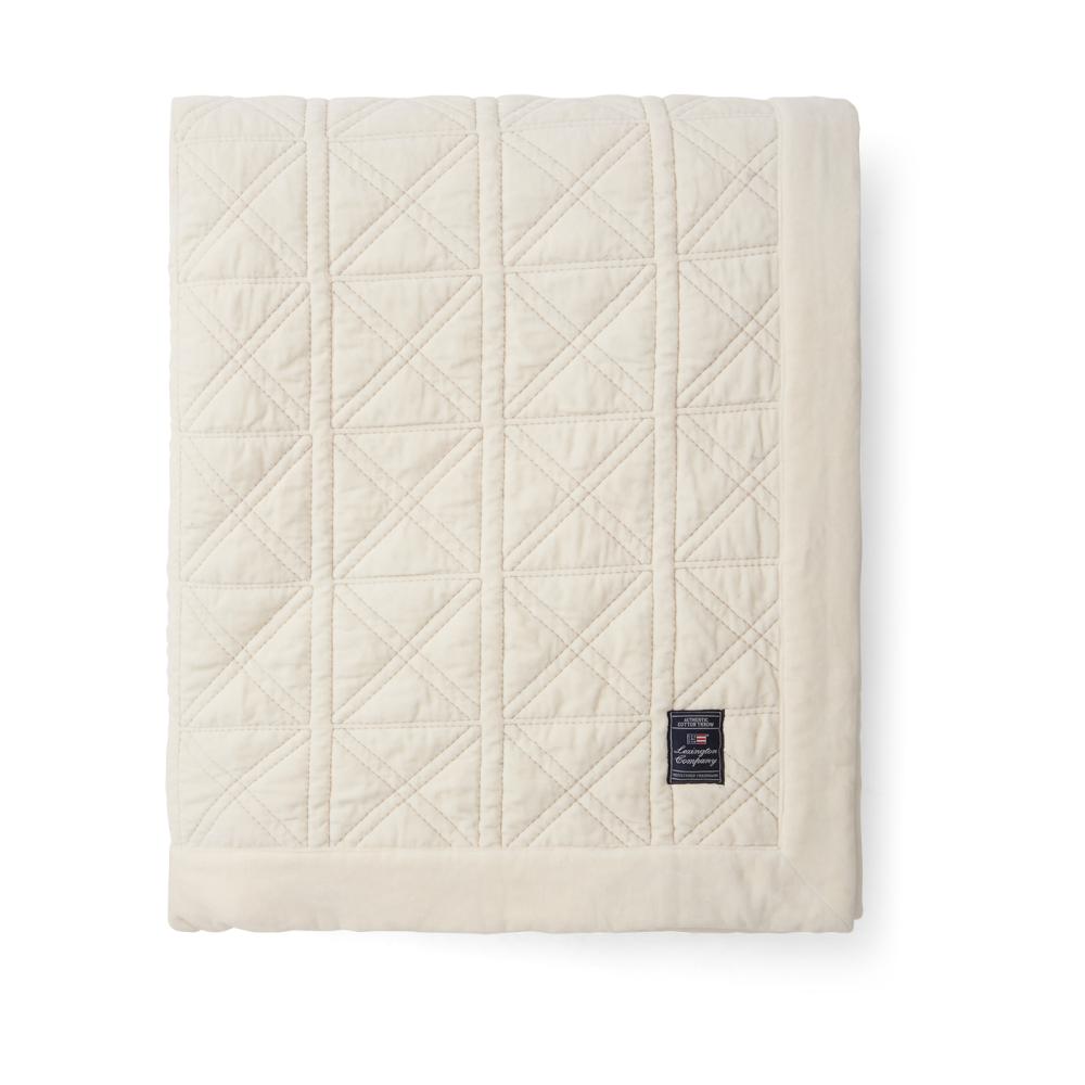 Quilted organic cotton velvet överkast 260x240 cm, Vit