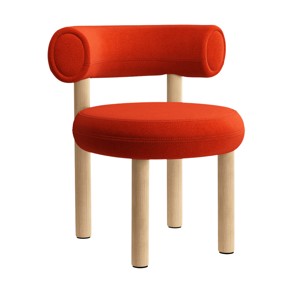 Fat dining chair, Brushed oak, Hallingdal 65 Orange