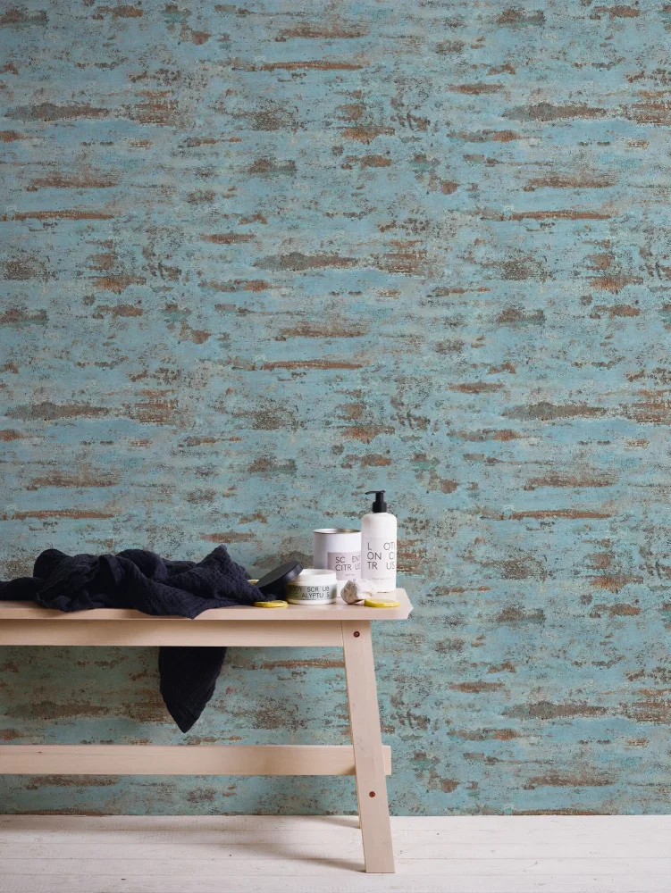 Living Walls Best of Wood´n Stone III T4153 Tapet Turkos/grå/brun