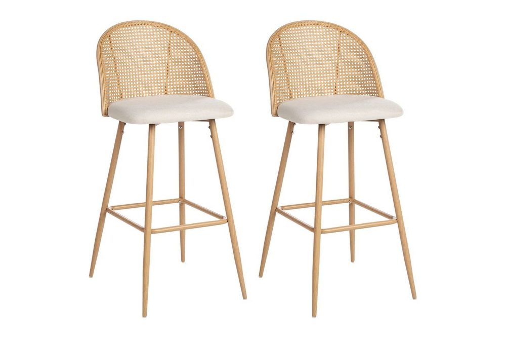Barstol Cornell set om 2 Ljus Trä-Beige