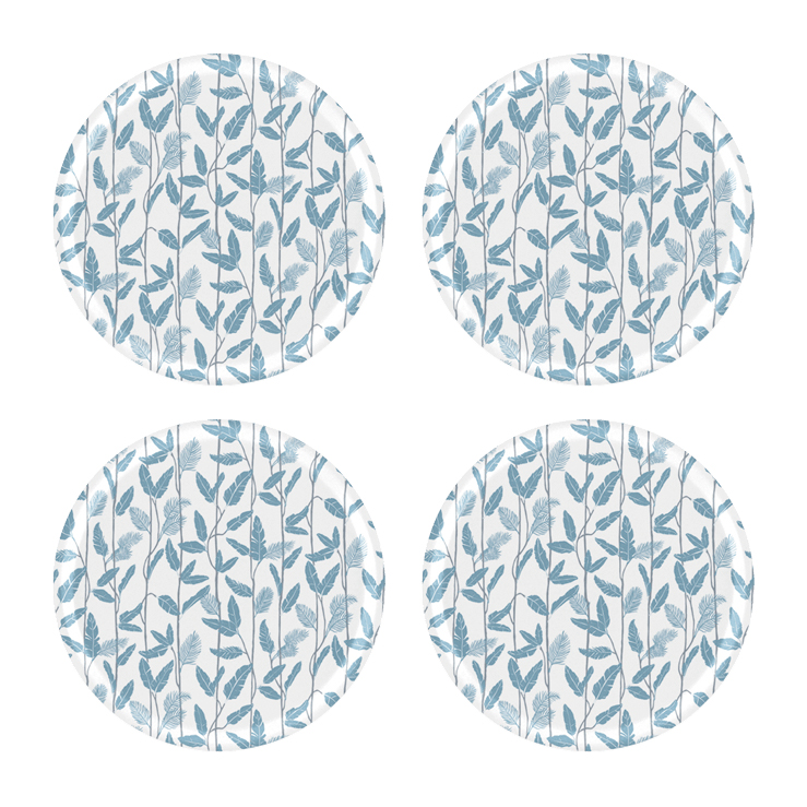 Mougli Blue glasunderlägg Ø11 cm 4-pack, Blue-white