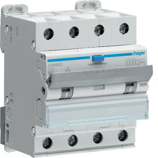 Hager ADM456C Personskyddsautomat 4-polig, 30 mA, C-karakteristik 6 A