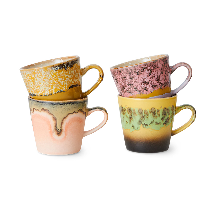 70's ceramics Americano mugg 4-pack 26 cl, Radiant