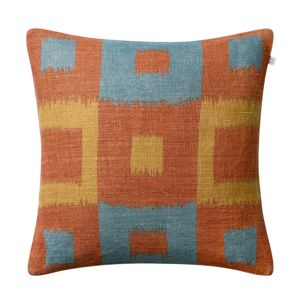 Vicky kuddfodral 50x50 cm, Apricot orange-heaven blue-khaki