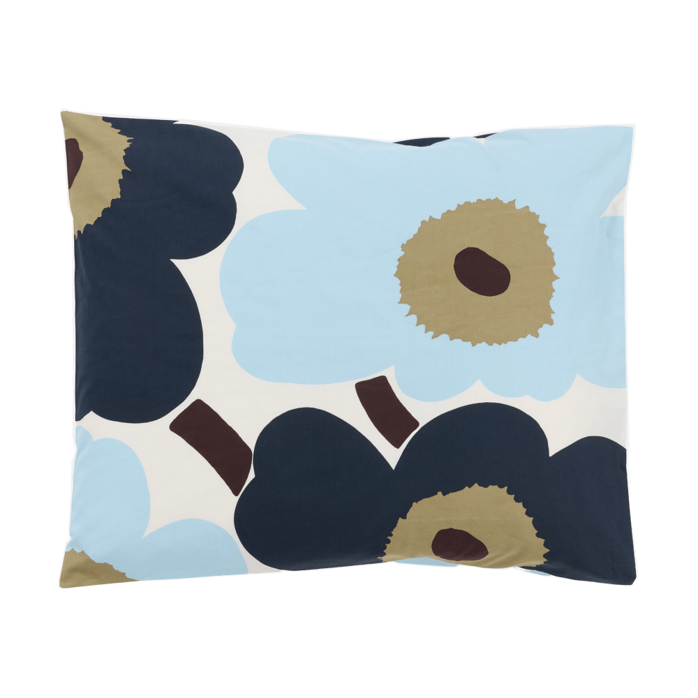 Unikko örngott 50x60 cm, Off white-blueberry-cold blue