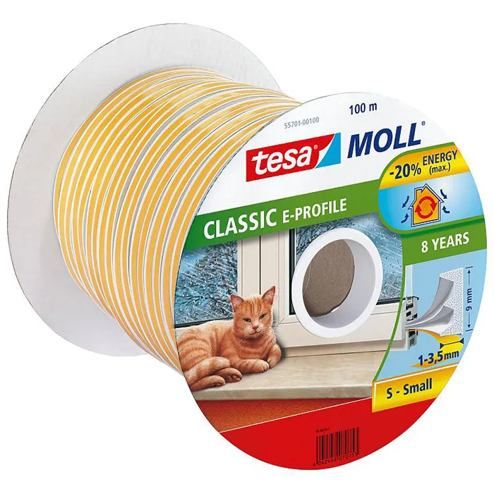 Tesa E-list 55701-00100-00 Tätningslist EPDM, 100 m, 9 mm x 4 mm Vit