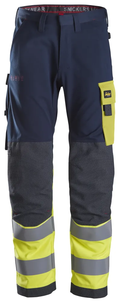 Snickers Workwear 6376 ProtecWork Arbetsbyxa marinblå/varsel, gul C150