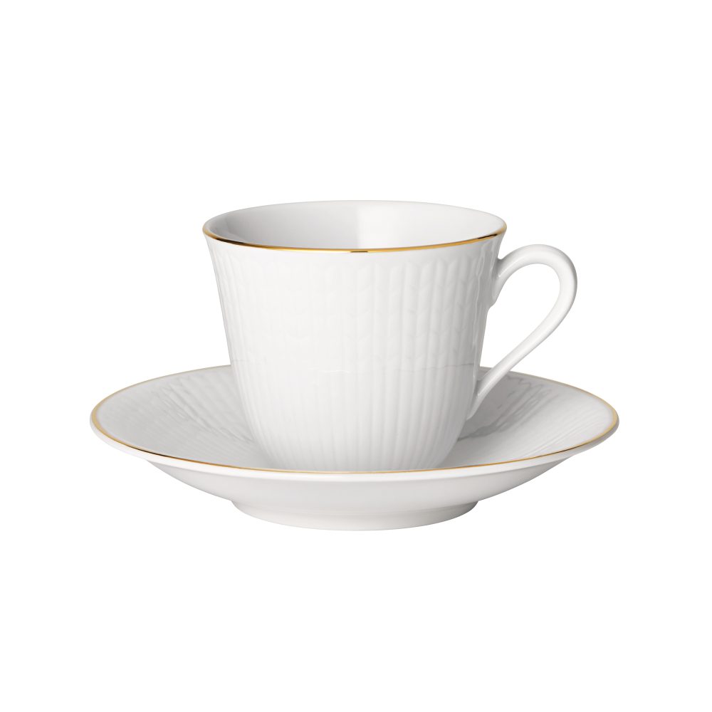 Swedish Grace Gala kaffekopp med fat, Vit
