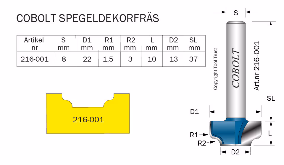 Kjøp Cobolt HM-speilprofilfres D= 22 mm