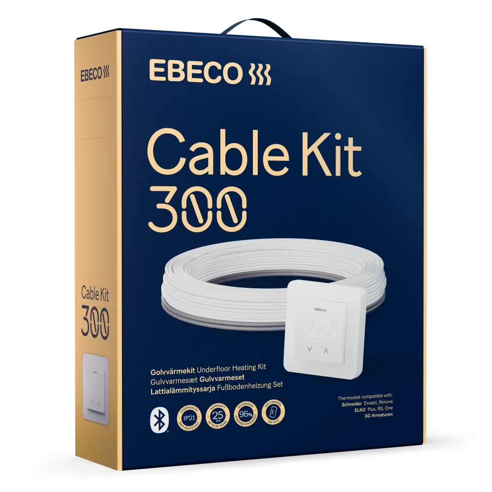 Ebeco Cable Kit 300 Golvvärmekit med värmekabel och termostat 37 m, 400 W