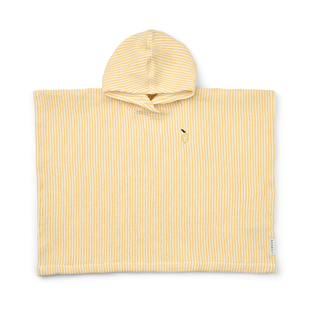 Paco badponcho lemon yellow creme de la creme stripe, 1-2 år
