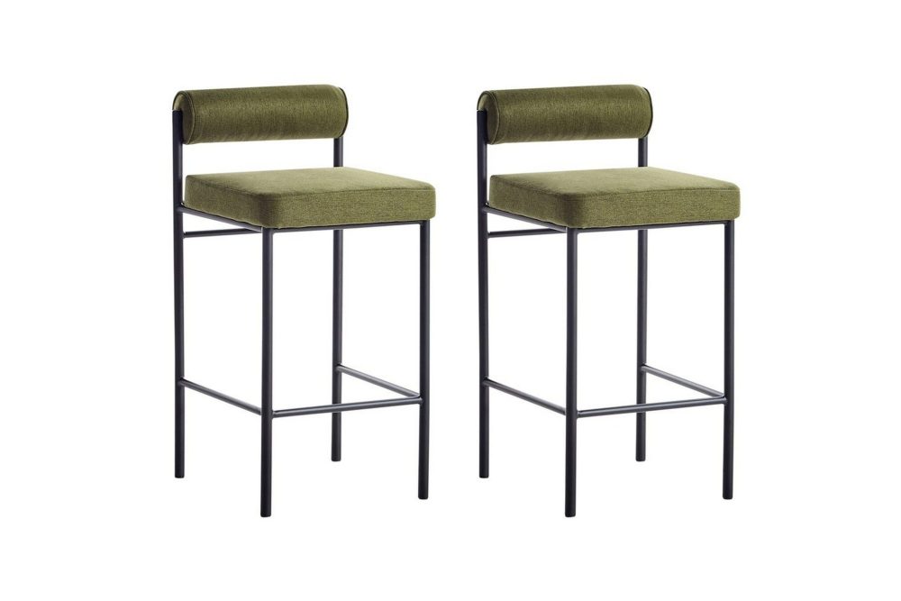 Barstol Amaya set om 2 Grön-Svart, Polyester