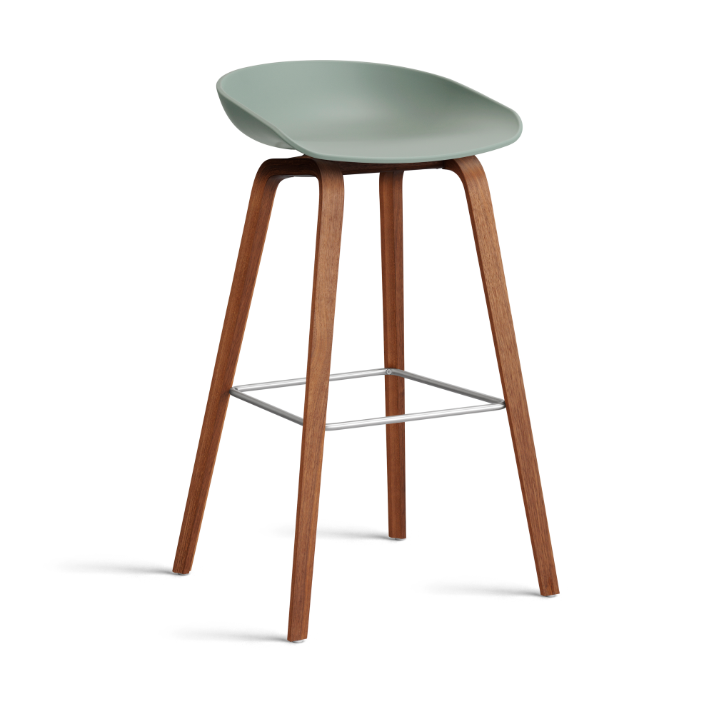 About a Stool 32 High barstol valnötsstativ 2.0, Fall green-rostfritt stålstöd